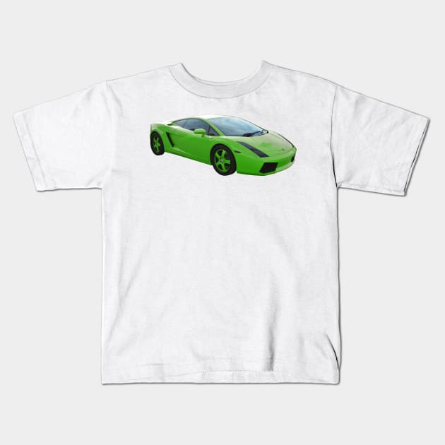 Lamborghini - Lime Green - Exotic Cars Kids T-Shirt by BeachBumPics